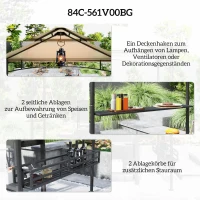 Outsunny BBQ-Tent, Grill-Tent, Tuinpaviljoen met 2 Planken, Opbergmanden, Haken, voor Terras, Beige(m-5)