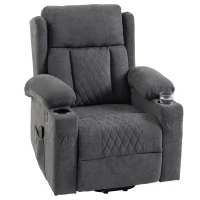 HOMCOM Sillón Relax Reclinable Eléctrico Levanta Personas con 8 Puntos Masaje y Calor Lumbar Puerto USB Mando Reposapiés Gris(m-11)