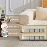 Wandelbares modulares Boden-Schlafsofa aus Chenille, klappbare Sofa- und Matratzenfunktion, 200x100x63 cm, Beige(m-6)