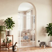 PawHut Barrière de Sécurité Chat Barrière Chien Extra-Haute 112-200cm Réglable Anti-Saut Double Sens Acier 70x200 cm Blanc(m-10)