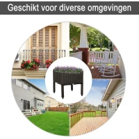 Outsunny verhoogd bed, plantenbak met afwateringsgaten, bloembak in rotan-look, PP, bruin(m-4)