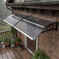 Outsunny Marquesina de Protección contra Sol y Lluvia 196x75x23 cm con Cubierta de Policarbonato para Puertas y Ventanas Negro(m-9)