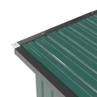 Outsunny Abri-bûches Couvert Support pour Bois de Chauffage Plancher Surélevé Toit Incliné, Acier Galvanisé 213x66,5x150cm Vert(m-11)