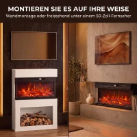 HOMCOM Elektrische wandhaard met 3D-vlameffect, schouwplank, 64 cm, wit(m-6)
