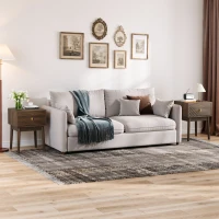 Nachttisch, Mid-Century-Modern-Stil, gerilltes Design und Metallgriffe, 40x40x55 cm, Walnuss(m-9)
