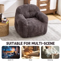 Sitzsack-Sofa mit Armlehnen, zerkleinerter Schaumstofffüllung und Kunstfell, 95x95x79 cm, Dunkelgrau(m-7)