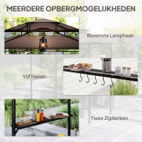 Outsunny Grillpaviljoen 242x149x248 cm Waterafstotend Vlamvertragend Tuinpaviljoen met Dubbellagig Dak Koffie(m-6)