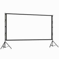HOMCOM 254 cm 16:9 HD 4K/8K projectorscherm met standaard, draagbaar dubbelzijdig scherm met inklapbare statieven, wit