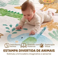 AIYAPLAY Tapete de Atividades Infantil Tapete de Quarto em Espuma Espessura 3 cm Estampa Animal Fundo Antiderrapante 150x200 cm Multicolorido(m-6)