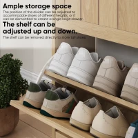 Schuhschrank mit 2 Kippfächern, verstellbaren Einlegeböden, Staubschutz und Kippschutz, 60 x 24 x 80 cm, Eiche(m-7)