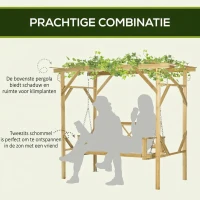 Outsunny schommelbank met pergola, 2-zits tuinschommel, massief hout, naturel(m-4)