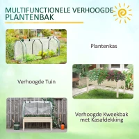Outsunny Verhoogd Bed, Oprolbare Folieafdekking, Natuurlijk Houten Frame, Stofvoering, Afvoeropeningen, 121 x 55 x 117cm(m-6)