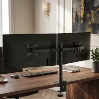 HOMCOM Dual Monitor Stand for 2 Screens up to 32", Height Adjustable Monitor Riser with Tilt, Swivel & 360° Rotation(m-14)