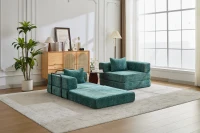 Wandelbares Bodenschlafsofa, modulares Design, Chenillebezug, ohne Montage, 200x100x63 cm, Dunkelgrün(m-9)