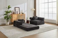 Schlafsofa, wandelbares Bodensofa, modular, Chenille, 200x100x63 cm, Schwarz(m-14)