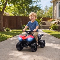 AIYAPLAY 6V Kids ATV, 4 Wheeler Electric Ride on Car with Music and LED Headlights, for Ages 18-56 Months Boys and Girls, Red(m-2)
