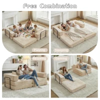 Wandelbares modulares Boden-Schlafsofa aus Chenille, klappbare Sofa- und Matratzenfunktion, 200x100x63 cm, Beige(m-7)