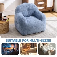 Sitzsack-Sessel mit Armlehnen, Kunstfellbezug und hochelastischer Schaumstofffüllung, für Wohnzimmer und Leseecke, 95x95x79 cm, Blau(m-7)