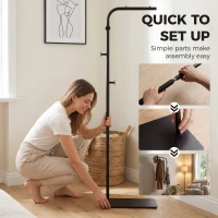 HOMCOM Clothing Rack with 3 Side Hooks, Garment Rack with Marble Base, 45 x 25 x 169 cm, for Bedroom, Bathroom, Black(m-6)