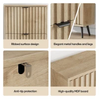 Schuhschrank mit Kippfächern, platzsparend, gerillte Front, freistehend, 60x24x95 cm, Eiche(m-4)