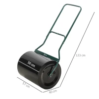 Outsunny Gazonwals met U-handgreep tuinwals tuinroller vulling 60 l water/zand metaal(m-3)