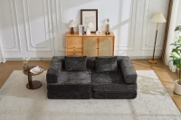Schlafsofa, wandelbares Bodensofa, modular, Chenille, 200x100x63 cm, Schwarz(m-13)