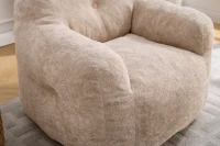 Sitzsack-Sofa mit Armlehnen, zerkleinerter Schaumstofffüllung und Kunstfellbezug für Wohn- und Schlafzimmer, Beige(m-16)