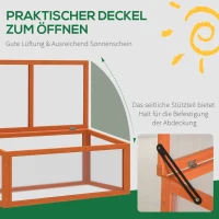 Outsunny Compacte Houten Mini-Kas met Doorzichtig Polycarbonaat Deksel, Oranje 90 x 46 x 40 cm(m-5)