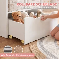 HOMCOM Kinderregal mit Schublade Standregal Bücherregal Dekoregal mit Fächer Weiß 60 x 29,9 x 90 cm(m-6)