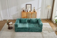Wandelbares Bodenschlafsofa, modulares Design, Chenillebezug, ohne Montage, 200x100x63 cm, Dunkelgrün(m-14)