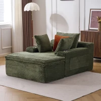 Schlafsofa als Bodensofa mit Longchair, rahmenlos, hochdichter Schaumstoff, 165x112x63 cm, Grün(m-1)