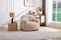 Sitzsack-Sofa mit Armlehnen, zerkleinerter Schaumstofffüllung und Kunstfellbezug für Wohn- und Schlafzimmer, Beige(m-21)