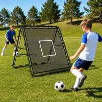 SPORTNOW Red de Rebote de Fútbol Plegable de Doble Cara con 5 Ángulos Ajustables 36 Cuerdas Elásticas 120x99,5x111,5 cm Negro(m-2)