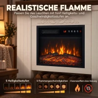 HOMCOM Elektrokamin mit Kaminsims und Ablage, 1800 W, freistehend, mit einstellbarem Flammeneffekt und Fernbedienung(m-5)