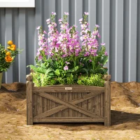 Outsunny Jardinera de Madera Elevada para Cultivar Plantas Flores Hierba para Jardín Balcón Terraza 60x39x37 cm Café Oscuro(m-8)