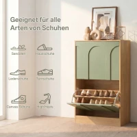 Schuhschrank mit 2 Klappen, schmal, verstellbare Trennwände, Skandi-Design, Grün(m-6)
