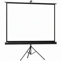 HOMCOM Ecrã de Projeção Manual Portátil com Suporte 84" 4:3 para Interior e Exterior 171x131 cm Preto(m-1)