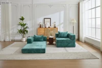 Wandelbares Bodenschlafsofa, modulares Design, Chenillebezug, ohne Montage, 200x100x63 cm, Dunkelgrün(m-16)