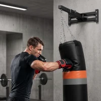 SPORTNOW Boxsack Wandhalterung 5-fach verstellbar Boxsack Ständer mit 360°-Drehhaken 4 Ketten, Stahl für Home Gym(m-2)