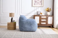 Sitzsack-Sessel mit Armlehnen, Kunstfellbezug und hochelastischer Schaumstofffüllung, für Wohnzimmer und Leseecke, 95x95x79 cm, Blau(m-14)