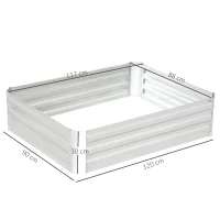 Outsunny gegalvaniseerd stalen verhoogd bed zilver 120 x 90 x 30 cm(m-3)