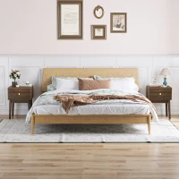 Nachttisch, Mid-Century-Modern-Stil, gerilltes Design und Metallgriffe, 40x40x55 cm, Walnuss(m-8)