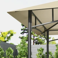 Outsunny BBQ-Tent, Grill-Tent, Tuinpaviljoen met 2 Planken, Opbergmanden, Haken, voor Terras, Beige(m-9)