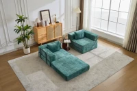 Wandelbares Bodenschlafsofa, modulares Design, Chenillebezug, ohne Montage, 200x100x63 cm, Dunkelgrün(m-15)