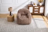 Sitzsack-Sessel mit Armlehnen, Kunstfellbezug, zerkleinerter Schaumstofffüllung, ergonomischer Rückenlehne, 95x95x79 cm, Khaki(m-15)