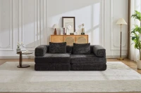 Schlafsofa, wandelbares Bodensofa, modular, Chenille, 200x100x63 cm, Schwarz(m-12)