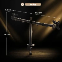 HOMCOM Dual Monitor Stand for 2 Screens up to 32", Height Adjustable Monitor Riser with Tilt, Swivel & 360° Rotation(m-3)