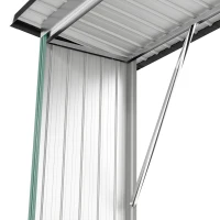Outsunny Abri-bûches Couvert Support pour Bois de Chauffage Plancher Surélevé Toit Incliné, Acier Galvanisé 213x66,5x150cm Vert(m-12)