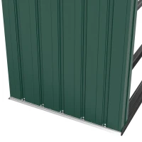 Outsunny Abri-bûches Couvert Support pour Bois de Chauffage Plancher Surélevé Toit Incliné, Acier Galvanisé 213x66,5x150cm Vert(m-10)