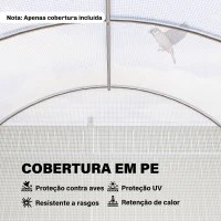 Outsunny Cobertura de Estufa de Túnel 6x3x2m Cobertura de Substituição de Estufa com 12 Janelas e Portas Enroláveis Branco(m-7)